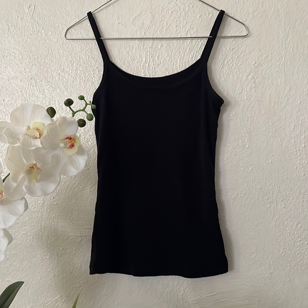 Black Fruit of the Loom Skinny Strap Black Tank Top Size Small